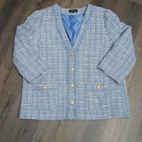 Talbots Blue Tweed Women's Jacket Size 16 - Picture 2 of 9